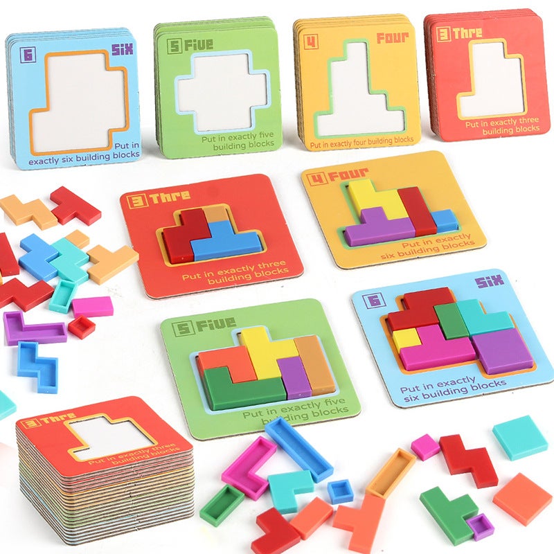 Tetris Children'S Thinking Training Board Game Toy 3D Puzzle Flat Panel Paper Card Variables - Image 2